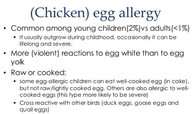 Information summary for egg allergy