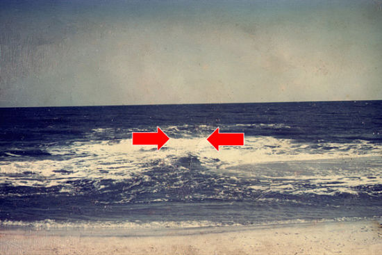 The location of a rip can be identified by experienced surfers and beach goers.