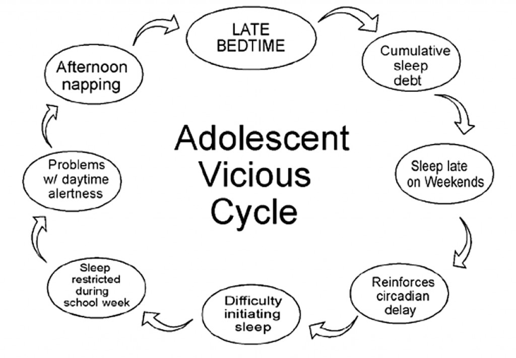 One thing leads to another. The vicious cycle causing inadequate sleep in teenagers and health problems